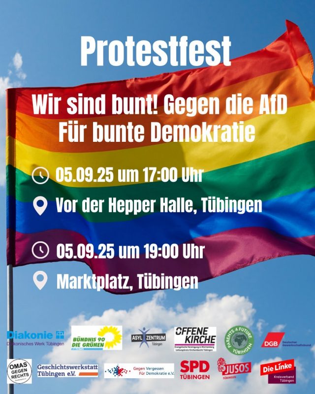 Poster - Einladung zum Protestfest in Tübingen am 5. September 2025