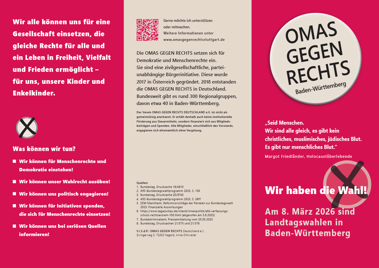 OMAS GEGEN RECHTS veröffentlichen Flyer zur Landtagswahl in mehreren Sprachen