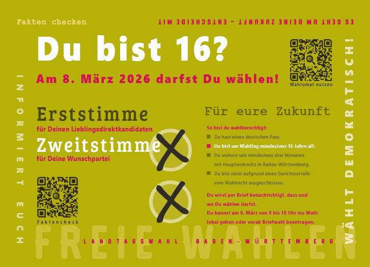 16-Jährige dürfen erstmals bei Landtagswahl mitentscheiden