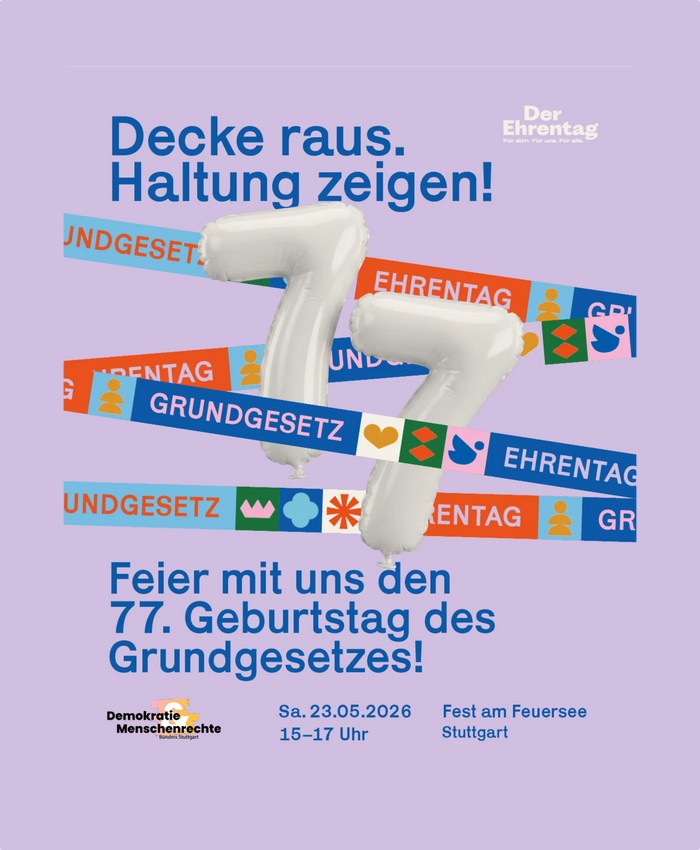 23. Mai: Das Grundgesetz wird 77 – Fest am Feuersee