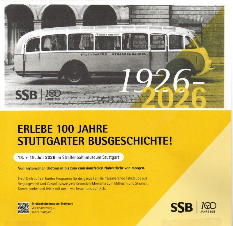 Jubiläum der SSB 1926 bis 2026