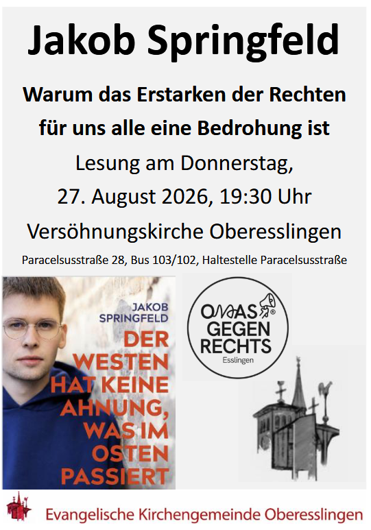 27. August: Lesung mit Jakob Springfeld – Warum der Rechtsextremismus uns alle angeht
