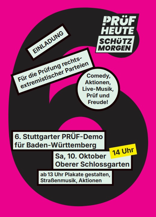10. Oktober: PRÜF-Demo im Stuttgarter Schlossgarten